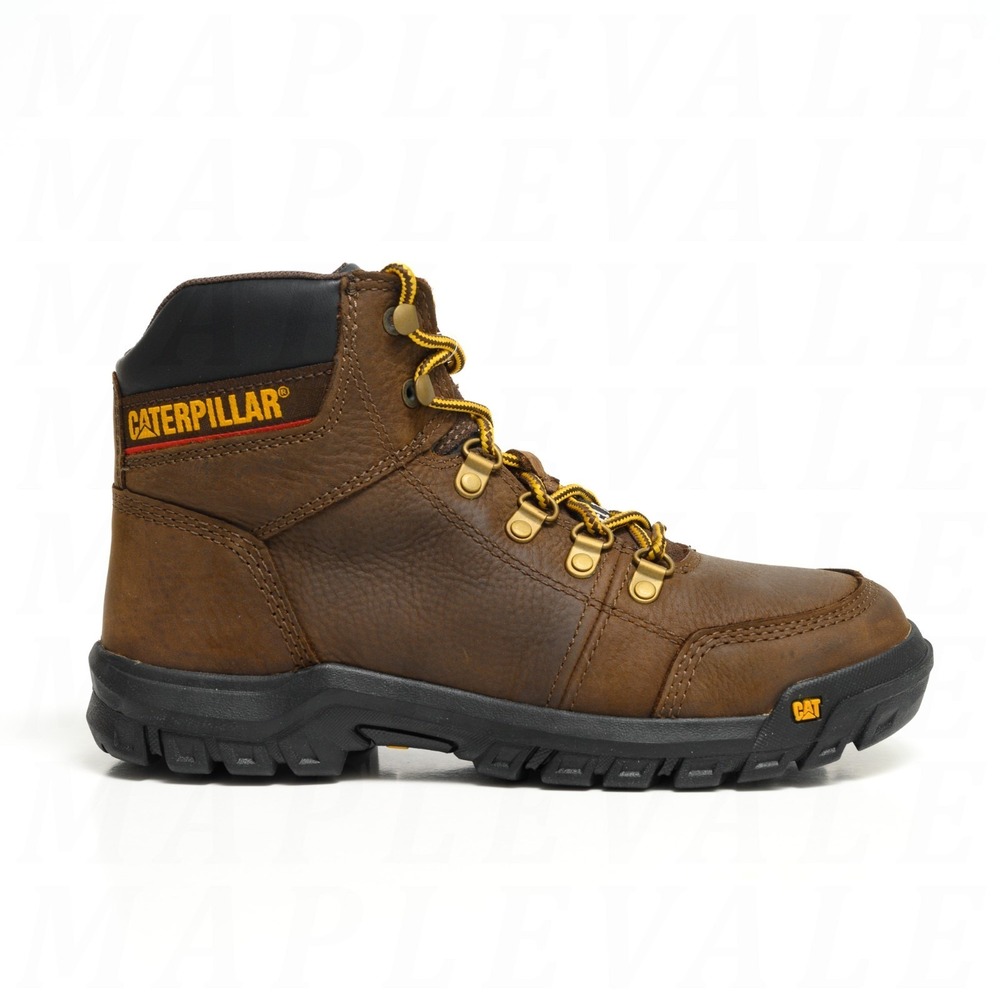 CAT Caterpillar Outline ST Steel Toe Work Boot Men's Sz 7 P90803 Seal Brown NEW